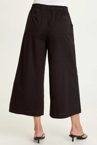 XCVI Wearables Gottfried Poplin Gaucho Crop  in Black