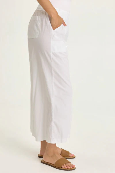 XCVI Wearables Gottfried Poplin Gaucho Crop  in White
