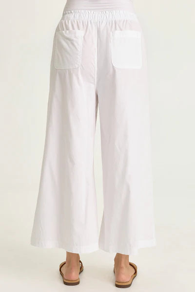 XCVI Wearables Gottfried Poplin Gaucho Crop  in White