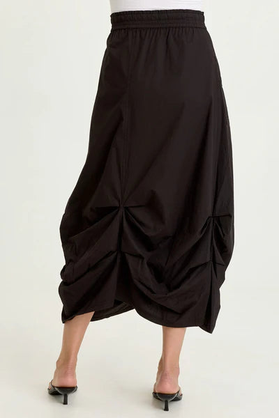 XCVI Wearables Hedvig Poplin Pleated Hem Skirt  in Black