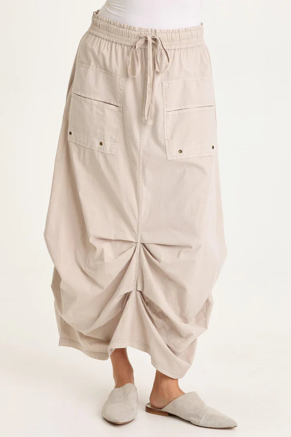 XCVI Wearables Hedvig Poplin Pleated Hem Skirt  in Clay Pot Pigment