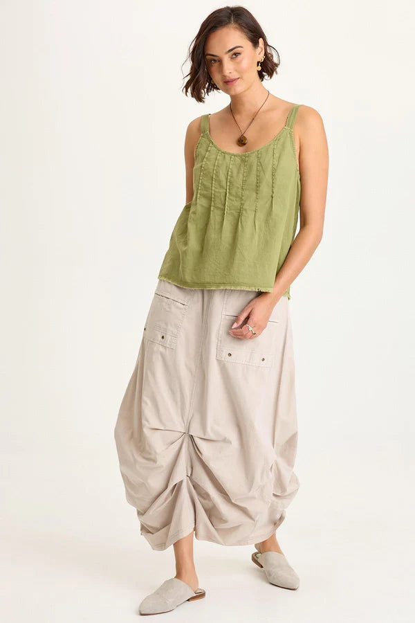 XCVI Wearables Hedvig Poplin Pleated Hem Skirt  in Clay Pot Pigment