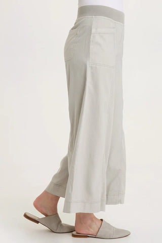 XCVI Wearables Shaun Twill Wide-Leg Crop Whitecap Pigment