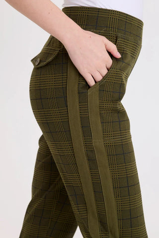 XCVI Wearables Vienna Plaid Ponte Legging Olive