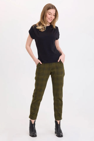 XCVI Wearables Vienna Plaid Ponte Legging Olive