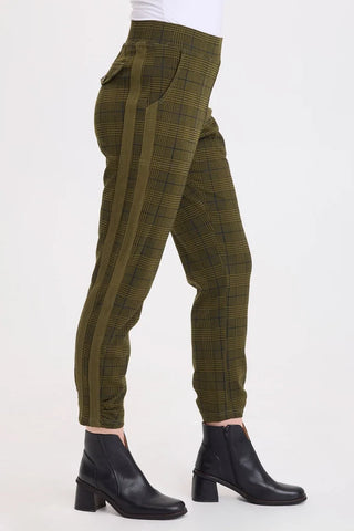 XCVI Wearables Vienna Plaid Ponte Legging Olive
