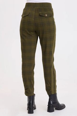 XCVI Wearables Vienna Plaid Ponte Legging Olive