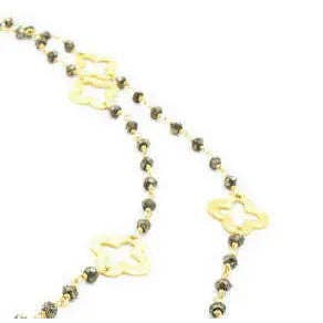 Erin Gray Gold Clover and Petite Pyrite Long Necklace