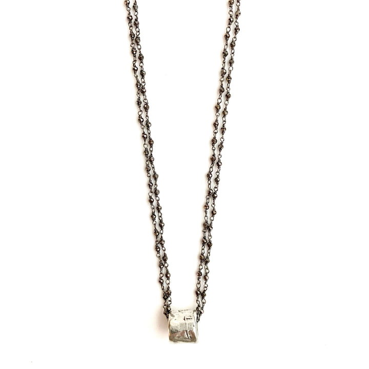 Erin Gray Silver Barrel on Double Oxi Pyrite Necklace