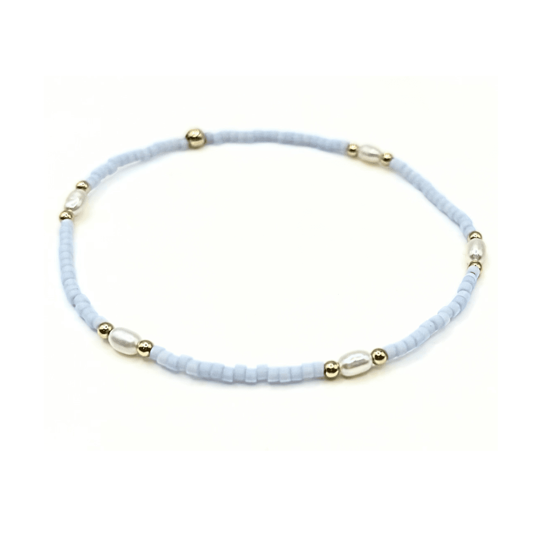 Game Day Gold-Filled &amp; Natural Rice Pearls Waterproof Bracelets