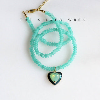 Handmade Mint Gemstone Heart Necklace