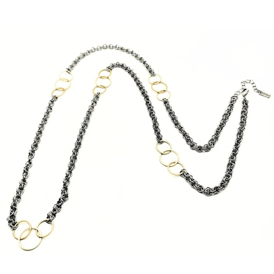Erin Gray Allure Gold Trinity Long Necklace in Mixed Metal