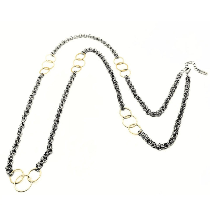 Erin Gray Allure Gold Trinity Long Necklace in Mixed Metal
