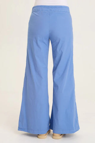 XCVI Wearables Tiered Wide Leg Drawstring Flare Ruched Pant  in Shasta Lake