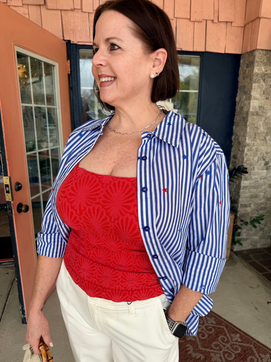 Stars &amp; Stripes Button-Down Blouse