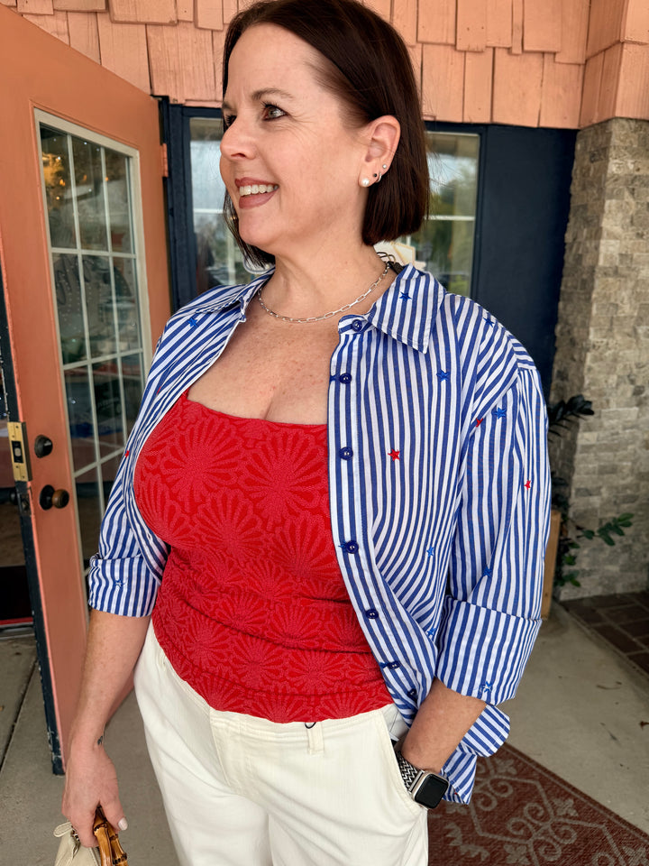 Stars &amp; Stripes Button-Down Blouse