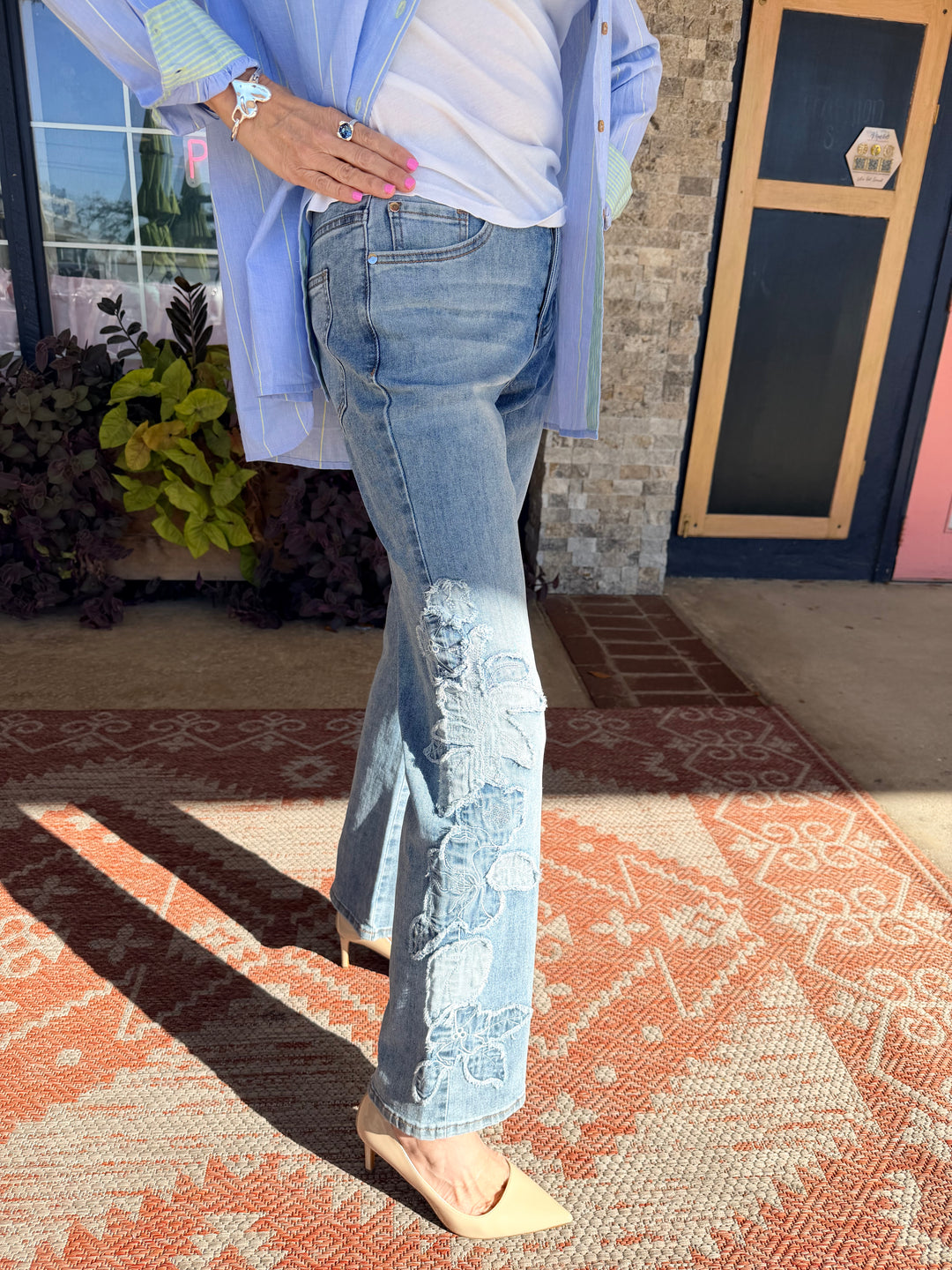 Tribal Sophia Curvy Flare w/ Denim Applique