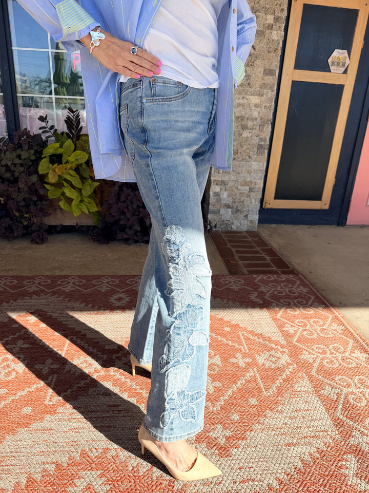 Tribal Sophia Curvy Flare w/ Denim Applique