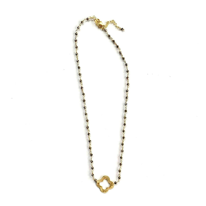 Erin Gray Pyrite + Clover Short Necklace