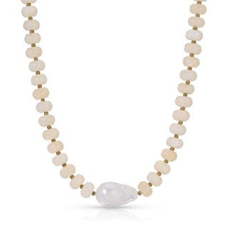 Splendid Iris Stone Necklace with Baroque Pearl
