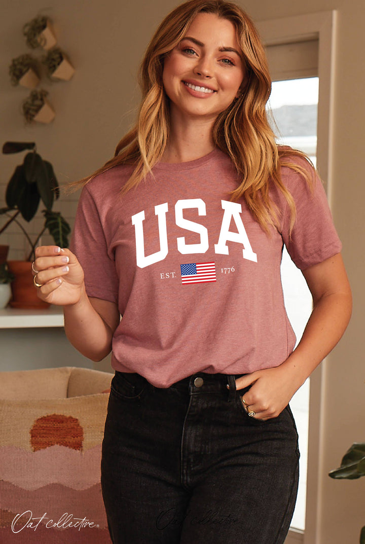 USA EST.1776 Graphic T-shirt Vintage White