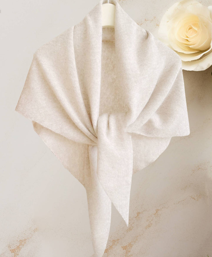 Cashmere-Blend Knit Triangle Shawl with Cross-Front Design