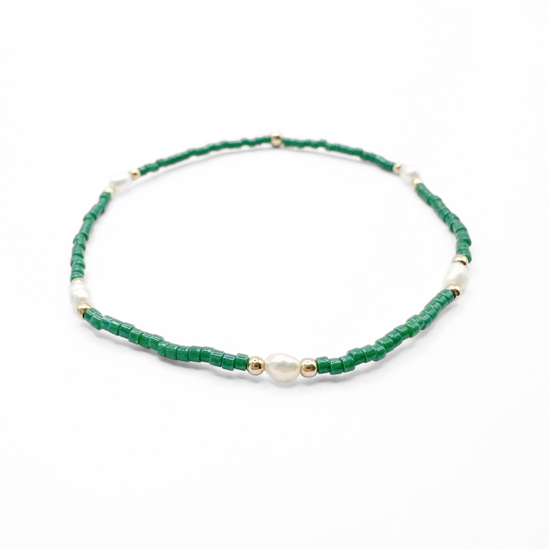 Game Day Gold-Filled &amp; Natural Rice Pearls Waterproof Bracelets