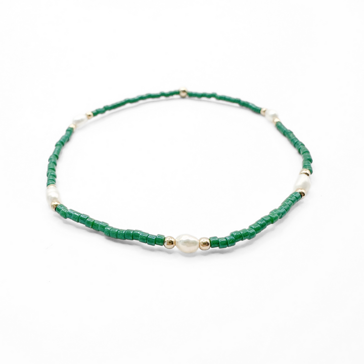 Game Day Gold-Filled &amp; Natural Rice Pearls Waterproof Bracelets