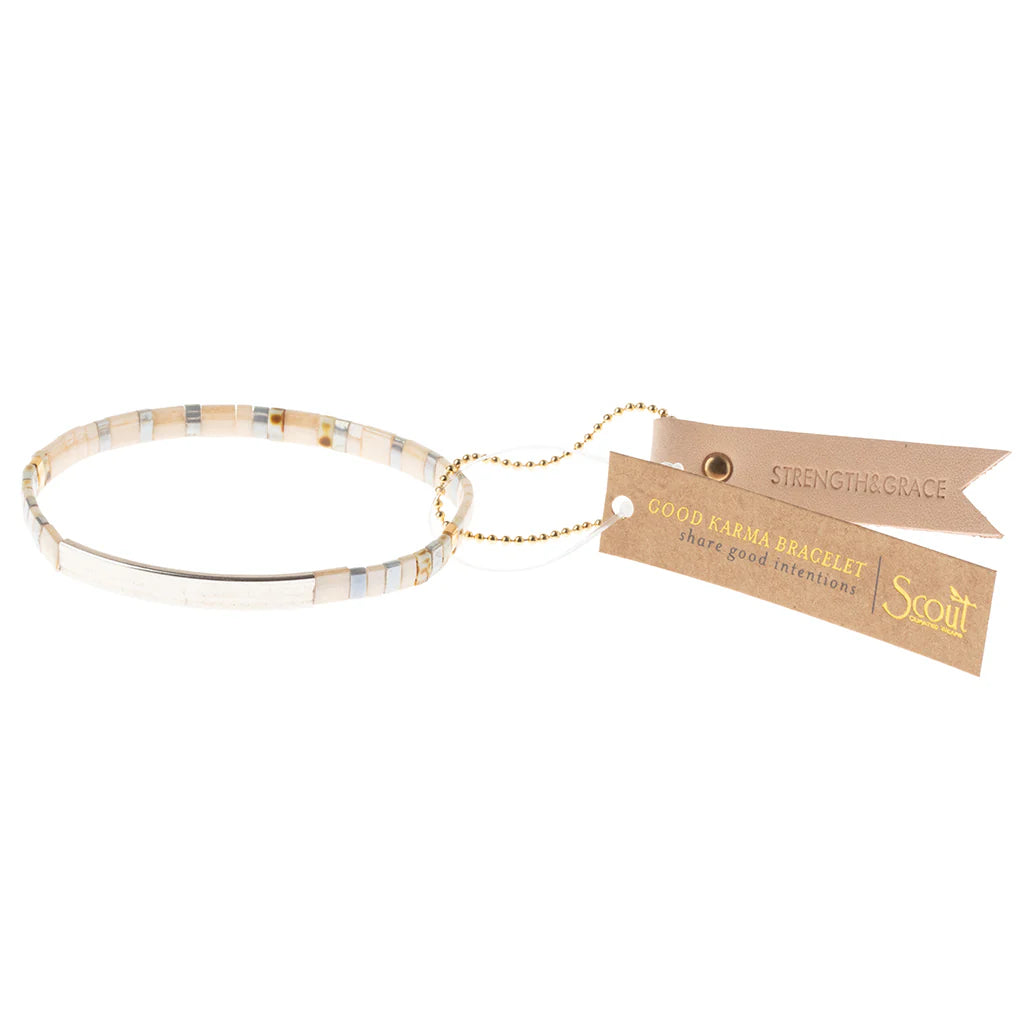 Scout - Good Karma Miyuki Bracelet | Strength &amp; Grace - Ivory/Silver