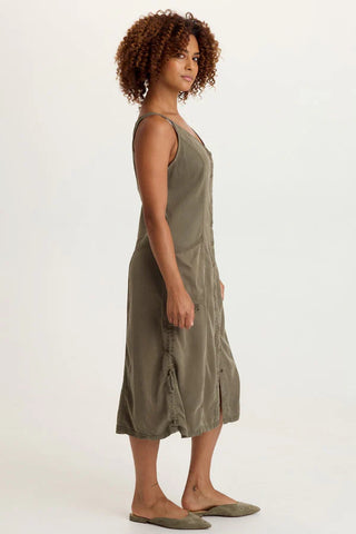 XCVI Edsel Twill Snap-Up Dress English Moss