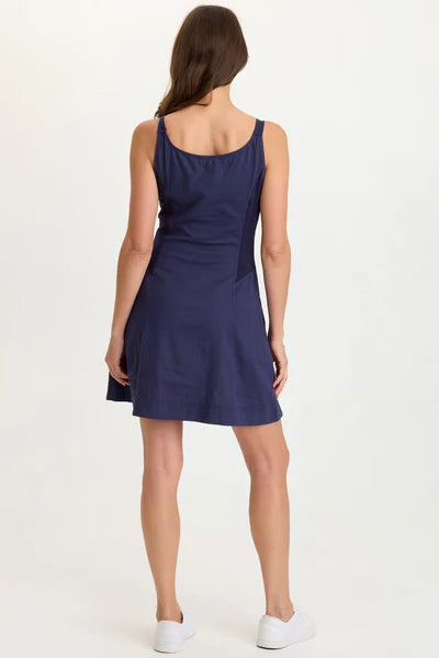 XCVI Wearables Ocie Cotton Linen Tank Dress Navy