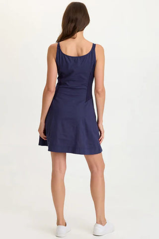 XCVI Wearables Ocie Cotton Linen Tank Dress Navy
