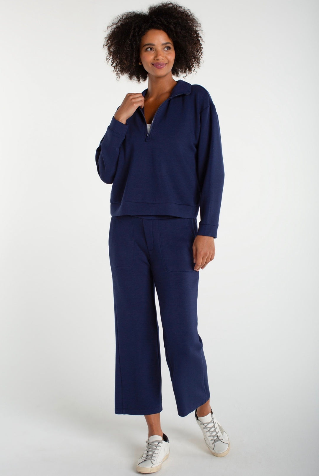 Liverpool Half Zip Popover with Collar - Deep Midnight - Cloud 9