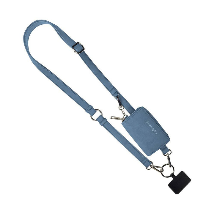 Clip &amp; Go Brushed Vegan Leather Phone Lanyard - Rfid Pouch