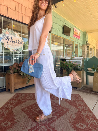 XCVI Striped Muriel Wide Leg White