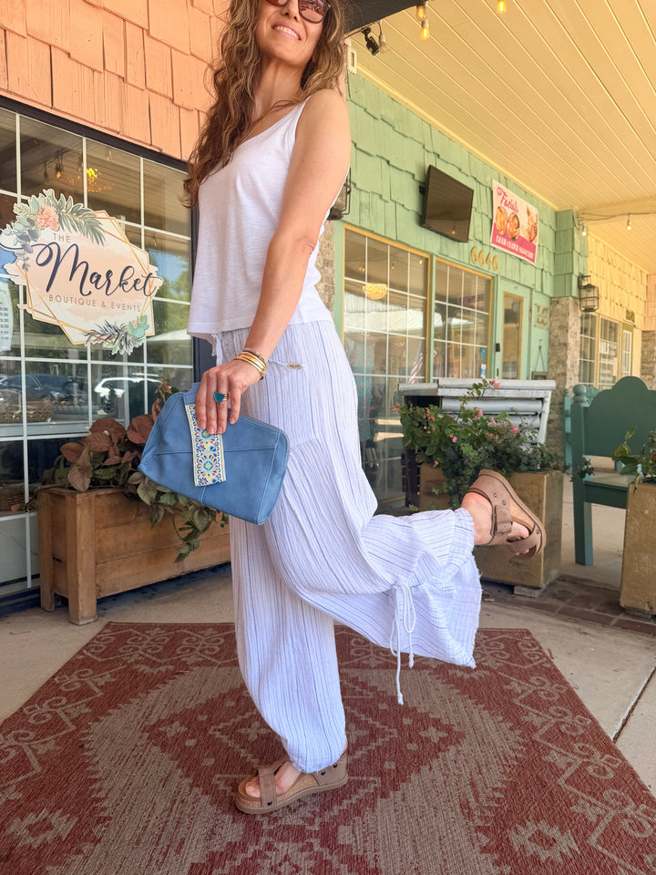 XCVI Striped Muriel Wide Leg White