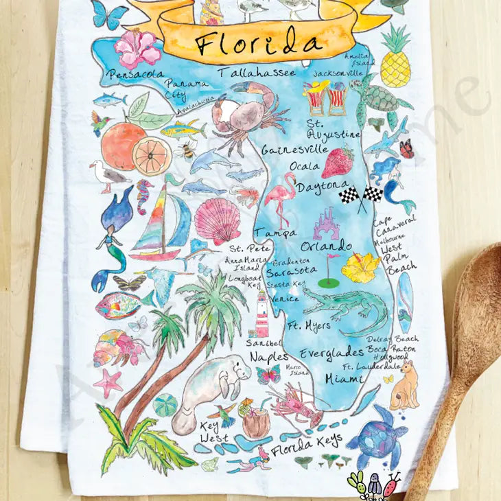 Florida State Map Kitchen Towel