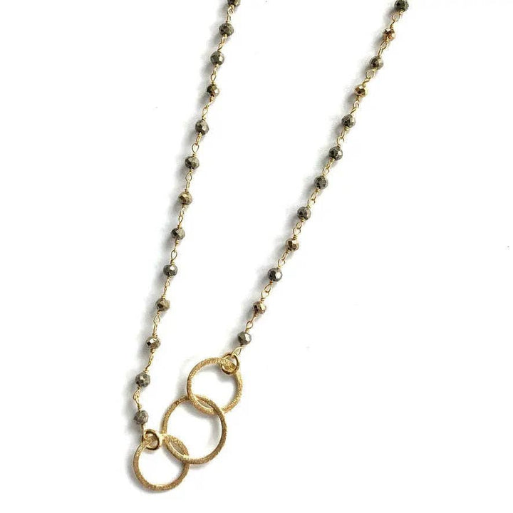 Erin Gray 3 Hoops on Pyrite Necklace