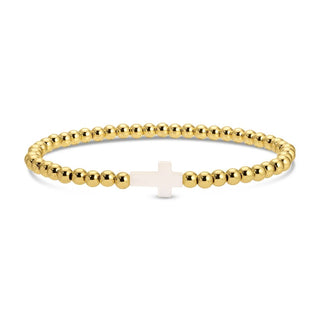 Splendid Iris 4mm Stretch Beaded Bracelet w/ Cross