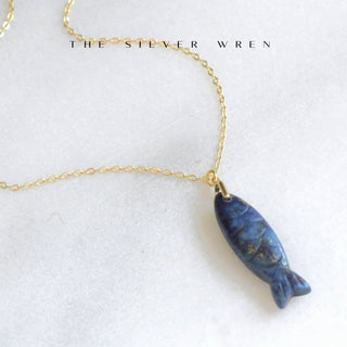 Gemstone Fish Pendant Necklace
