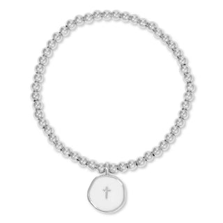 Splendid Iris Classic Enamel Cross Beaded Stretch Bracelet