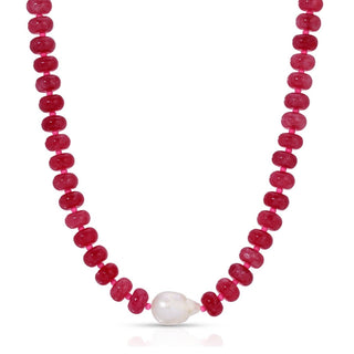 Splendid Iris Stone Necklace with Baroque Pearl