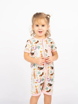 Emerson & Friends Mermaid Bamboo Shortie Romper - Making Waves, Baby SR-905