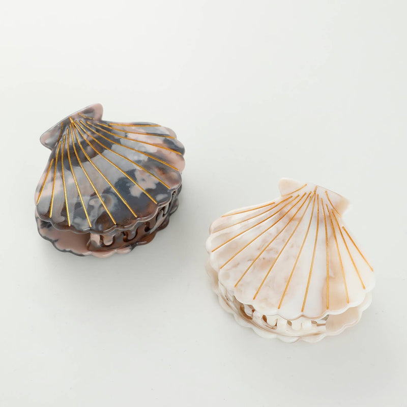 Calacatta Seashell | Hand Painted Seashell Claw Clip