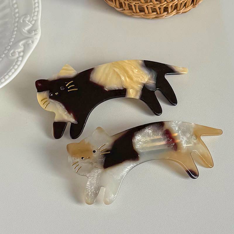 Playful Cat Hair Clips, Animal - Inspired Acetate Hair Claw