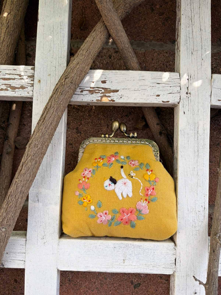 Cat Embroidered Coin Purse  ✅