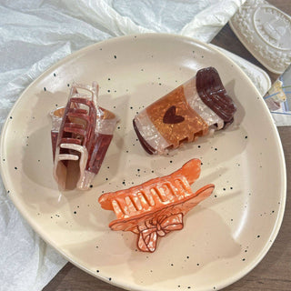 Simulation Coffee & Croissant Hair Claw Clips