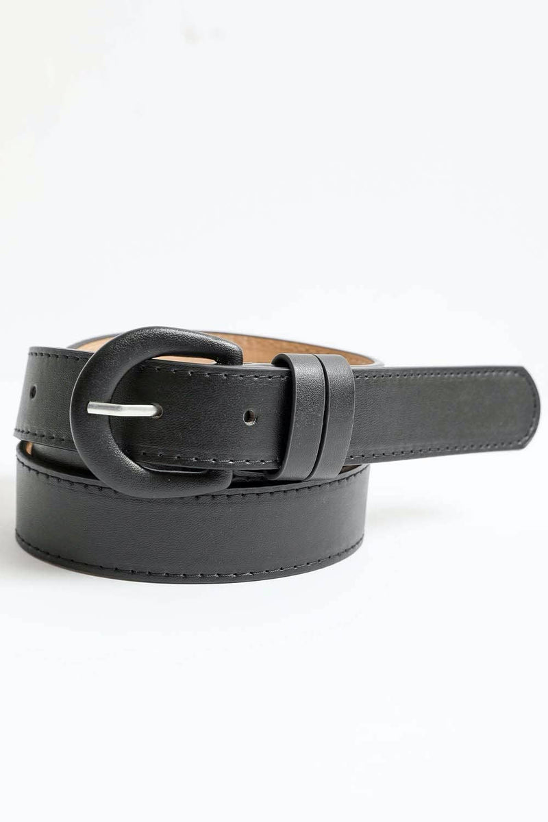 Classic Vegan Leather Belt - Stylish Round Buckle 🥋