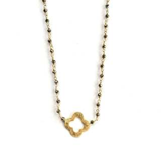 Erin Gray Pyrite + Clover Short Necklace