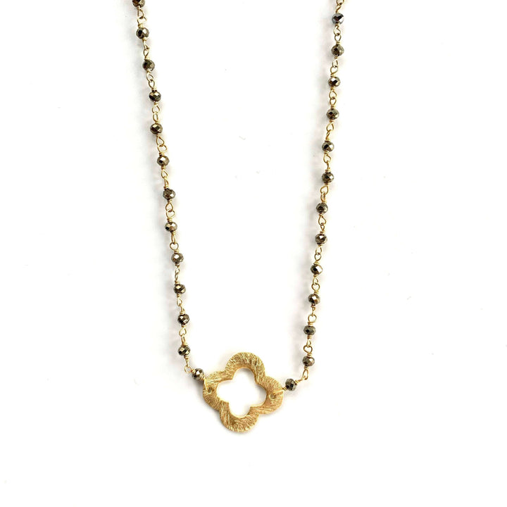Erin Gray Pyrite + Clover Short Necklace